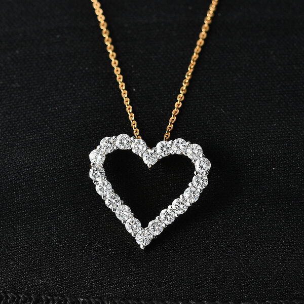 LUXURIANT SGL zertifizierter SI-GH Labor Diamant Anh&auml;nger mit 45cm Kette, 925 Silber 750 Gelbgold Vermeil - 1 ct. image number 2