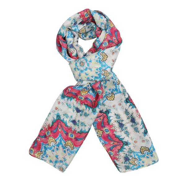 100% nat&uuml;rlicher Satin Seiden Schal, Mandala Muster, Rot image number 4