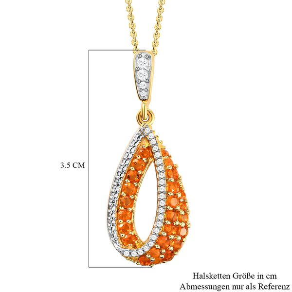 Salamanca Feueropal-Anh&auml;nger mit Kette, 925 Silber vergoldet ca. 0.70 ct image number 7