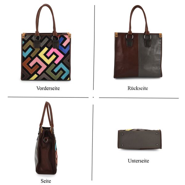 Chaos by Elsie Echtleder Crossbody-Tasche mit RFID-Schutz, 36x15x25cm, mehrfarbiges, matt gepr&auml;gtes Muster image number 4