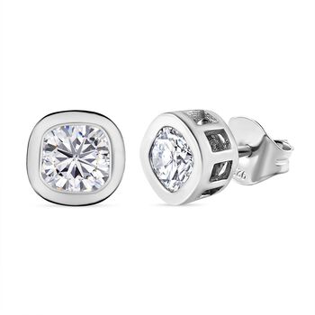 Moissanit Ohrringe, 925 Silber platiniert ca. 1.11 ct