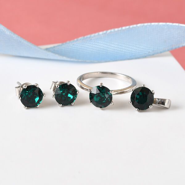 LUSTRO STELLA &ouml;sterreichisches Smaragd-Farbkristall-Schmuckset - 4,80 ct. image number 2