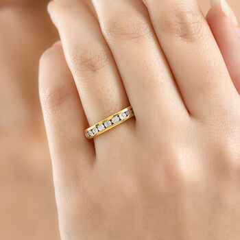 Half Eternity Ring mit Diamantakzenten, 925 Silber 750 vergoldet