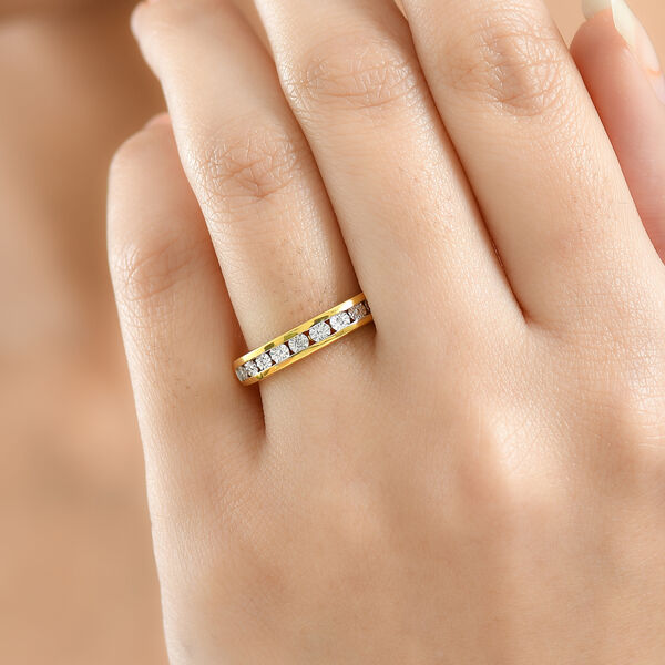 Half Eternity Ring mit Diamantakzenten, 925 Silber 750 vergoldet image number 3