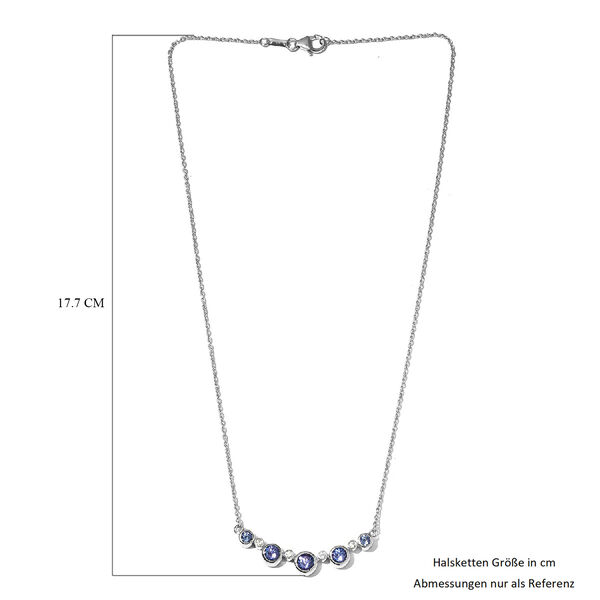 Tansanit und Zirkon Halskette 45 cm 925 Silber platiniert ca. 2,15 ct image number 6