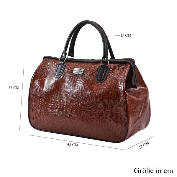 PASSAGE Weekender Reisetasche mit Korkodilpr&auml;gung, Braun image number 6
