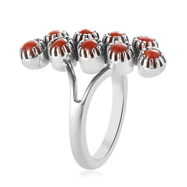 Korallen-Ring, 925 Silber platiniert  ca. 0,94 ct image number 3