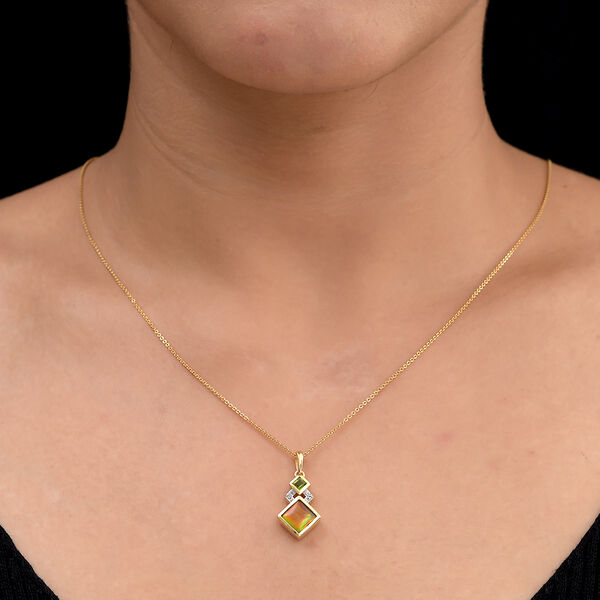 Ammolit und Natürlicher Chromdiopsid Anhänger 925 Silber vergoldet ca. 1,72 ct image number 2