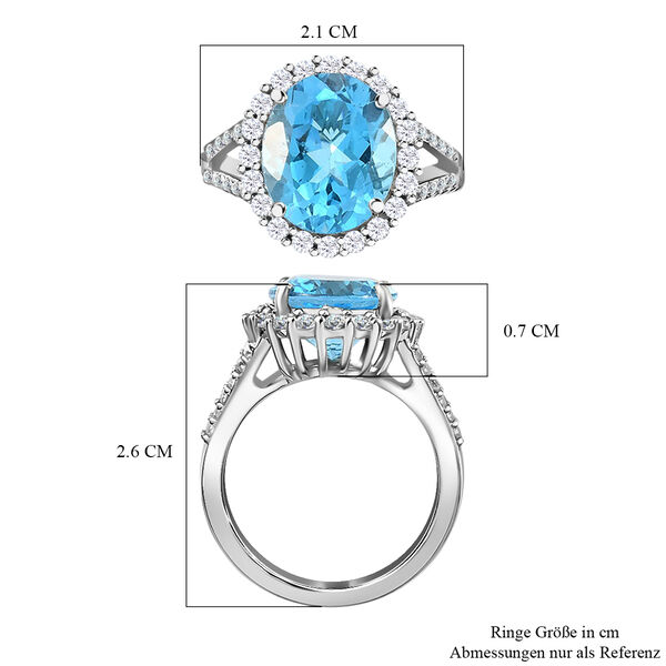 Schweizer Blautopas und Zirkon Ring 925 Silber platiniert  ca. 6,64 ct image number 7