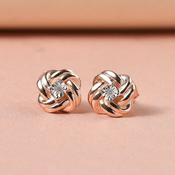 Wei&szlig;e Diamant-Ohrringe, 925 Silber ros&eacute;vergoldet