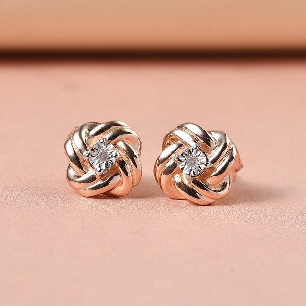 Wei&szlig;e Diamant-Ohrringe, 925 Silber ros&eacute;vergoldet image number 2