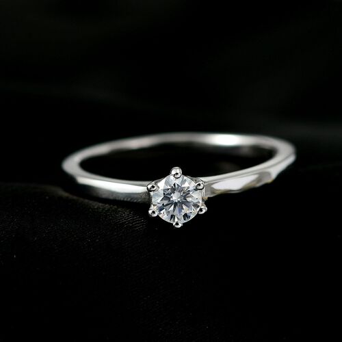 Moissanit Ring 925 Silber rhodiniert (Größe 19.00) ca. 0,24 ct image number 1