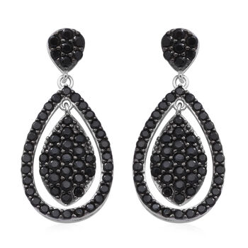 Schwarzer Spinell Ohrringe 925 Silber rhodiniert ca. 1,29 ct
