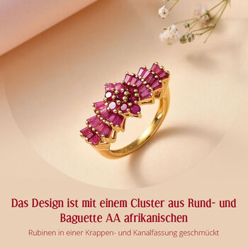 AA Afrikanischer Rubin-Ring, 925 Silber 750 Gelbgold Vermeil - 1,87 ct.