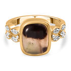 Zimbaprase und weißer Zirkon Ring, 925 Silber Gelbgold Vermeil (Größe 20.00) ca. 4,00 ct
