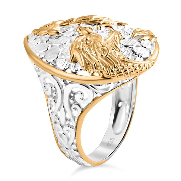 Royal Bali - D'Joy Drachen und Phoenix Ring, 925 Silber 916 Gelbgold Vermeil (Größe 17.00) ca. 6,12g image number 3
