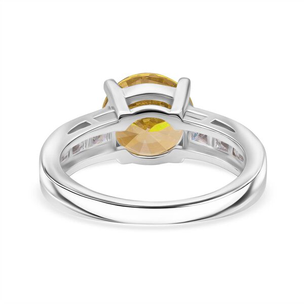 Lustro Stella Gelber Saphir-Farbener Zirkonia, Weißer Zirkonia Ring 925 Silber rhodiniert (Größe 20.00) image number 5