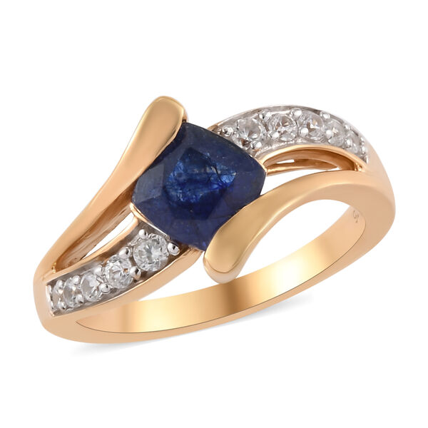 Masoala Saphir und Zirkon Ring 925 Silber vergoldet ca. 1,77 ct image number 5