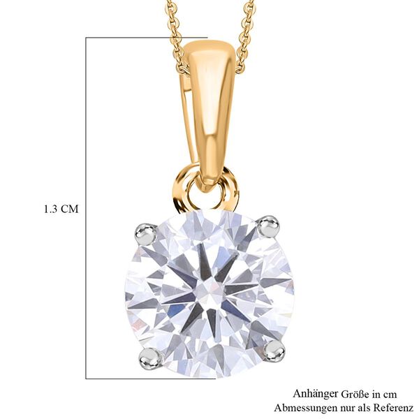 LUXURIANT SGL zertifizierter SI-GH Labor Rund-Diamant Anhänger mit 50cm Kette, 925 Silber 750 Gelbgold Vermeil - 1 ct. image number 5