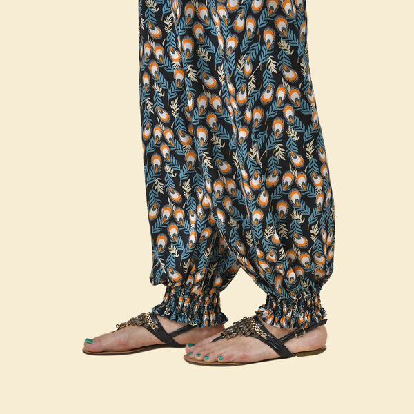 TAMSY - bedruckte Haremshose, Wellenmuster, rot/blau, One Size image number 3