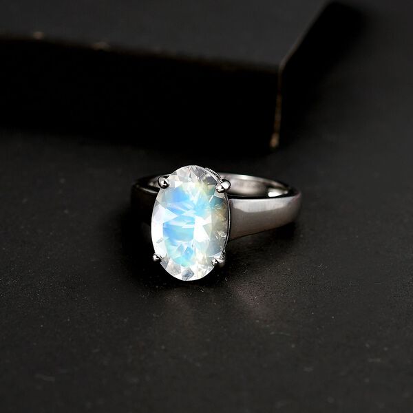 RHAPSODY AAAA Nat&uuml;rlicher Malagasy Mondstein Ring in 950 Platin - 4,13 ct. image number 2