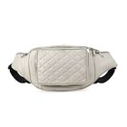 Gürteltasche aus 100 % Echtleder mit Stepp-Design, verstellbarer Riemen, Beige