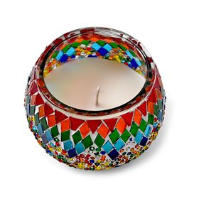 Handgefertigte Mosaikglas mit Sojawachs-Duftkerze, 36 Std. Brenndauer, 8ml natürliches Öl, Grapefruit