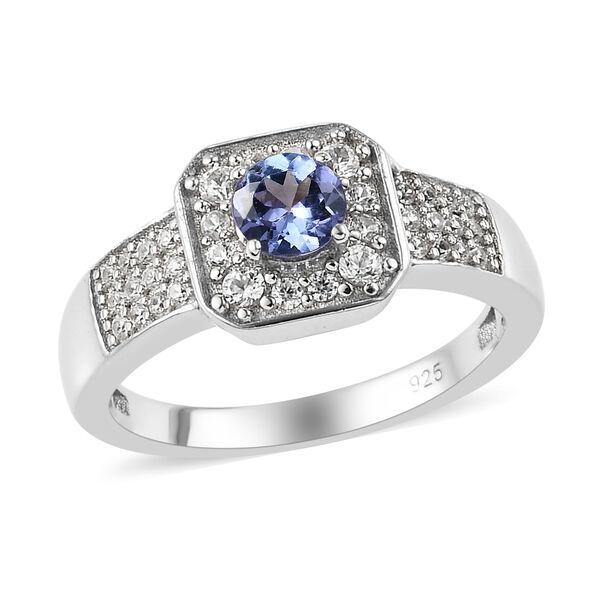 Tansanit und Zirkon Ring 925 Silber platiniert  ca. 0,81 ct image number 4