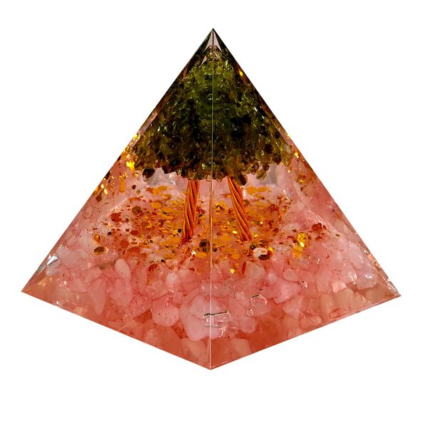 LIVMORE Kristall Pyramide Dekoration aus Kristall und Resin, 6cm, Rosa image number 3