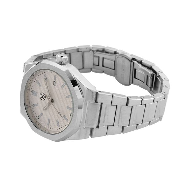 STRADA - Armbanduhr mit japanischem Uhrwerk und Datumsanzeige, Legierungsgehäuse  Sandstrahleffekt, bicolor, Silberfarben image number 4