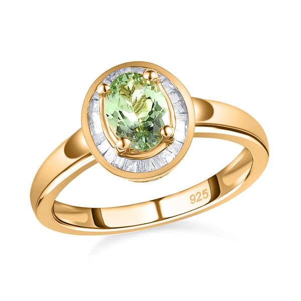 AA Merelani Mint-Granat und weißer Diamant-Ring, 925 Silber Gelbgold Vermeil (Größe 18.00) ca. 1.02 ct image number 4