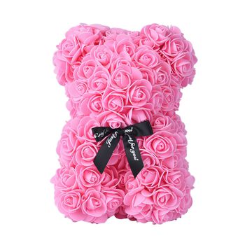 Rosen Teddyb&auml;r mit Fliege, Gr&ouml;&szlig;e 18x17,5x28 cm, Rosa