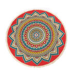 Handgewebter Teppich aus 100% Baumwolle, 150 cm Durchmesser, Mandala Rot image number 1