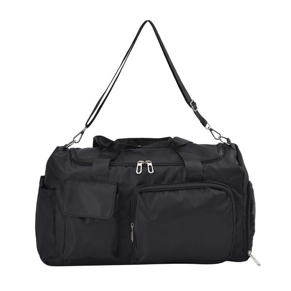 Reisetasche mit vielen F&auml;chern aus wasserfestem Nylon, schwarz