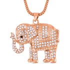 Glitzernder Elefanten-Anhänger mit Kette, weißem und schwarzem Kristall, roséfarben