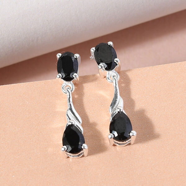Schwarze Spinell-Ohrh&auml;nger, 925 Silber ca. 2,37 ct&nbsp; image number 2