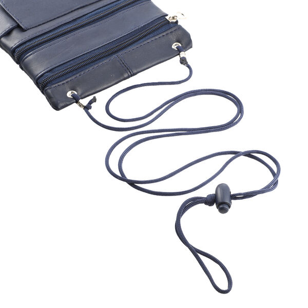 100% Echtleder Crossbody Tasche, marineblau image number 6