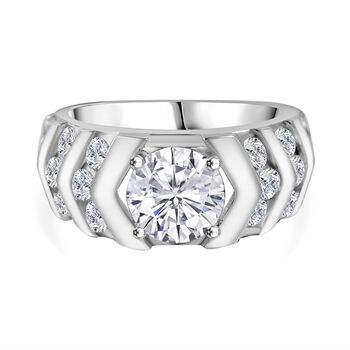 LUSTRO STELLA -Wei&szlig;er Zirkonia Ring 925 Silber rhodiniert (Gr&ouml;&szlig;e 17.00)