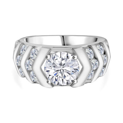 LUSTRO STELLA -Wei&szlig;er Zirkonia Ring 925 Silber rhodiniert (Gr&ouml;&szlig;e 17.00)