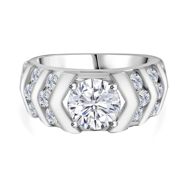 LUSTRO STELLA -Wei&szlig;er Zirkonia Ring 925 Silber rhodiniert (Gr&ouml;&szlig;e 17.00)