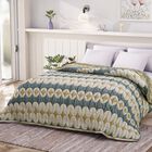 Luxus Jacquard Decke, fein gemustert, 2200 g Poly Füllung, 200 x 230 cm, Blau Weiß