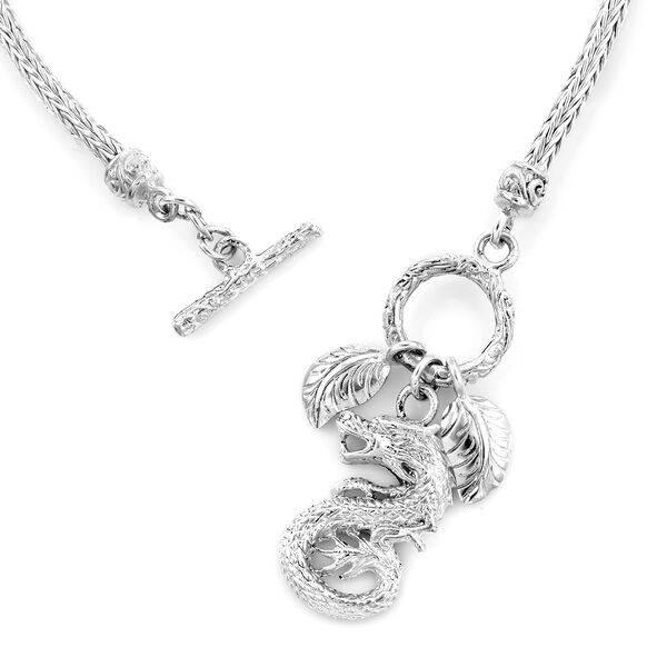 Royal Bali Kollektion - Tulang Naga Armband mit Drachen und Blatt Anh&auml;nger, ca. 19 cm, 925 Silber ca. 10,53g image number 4