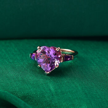GP - AA Rose De France Amethyst, Afrikanischer Amethyst Ring 925 Silber 750 Ros&eacute;gold Vermeil (Gr&ouml;&szlig;e 17.00) ca. 6,42 ct