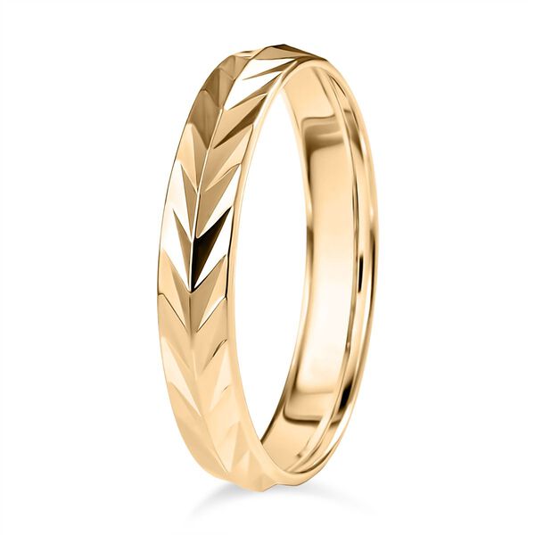 Diamantschliff-Muster Bandring in 375 Gold image number 4
