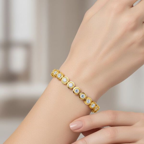 LUXURIANT DIAMANT - Lab Grown Diamant SI Armband ca. 19 cm 925 Silber 750 Gelbgold Vermeil ca. 3,90 ct. image number 2