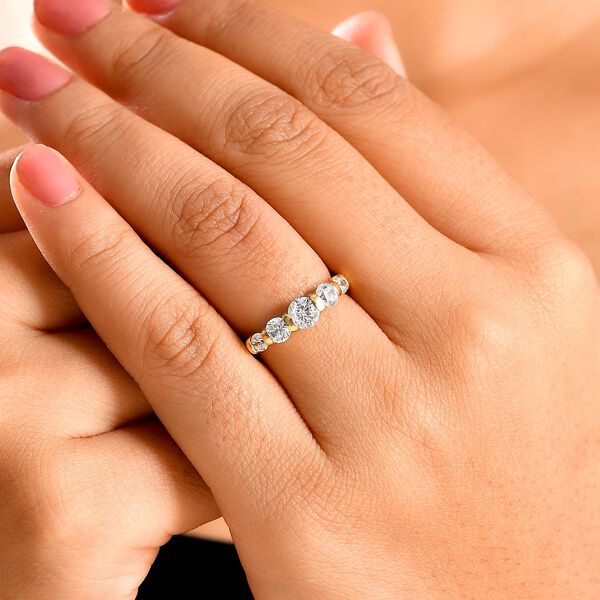 J Francis gefertigt mit SWAROVSKI- Swarovski Zirkonia Ring, 925 Silber 750 Gelbgold Vermeil image number 3