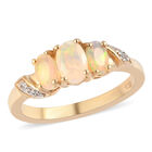 Natürlicher Äthiopischer Opal Opal und Zirkon 3 Stein Ring 925 Silber 585 Vergoldet image number 3