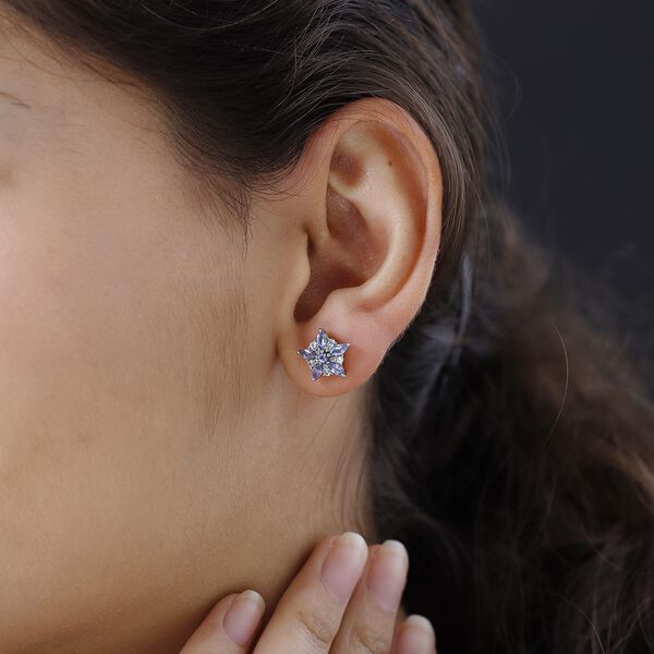 Tansanit und wei&szlig;e Zirkon-Ohrringe - 1,18 ct. image number 3