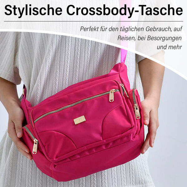 Stylische Umhängetasche mit verstellbarem Gurt und RFID-Schutz, Pink image number 2
