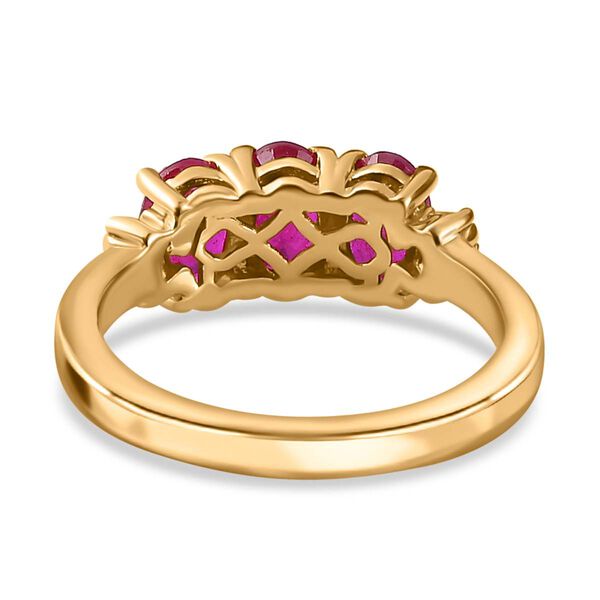 Afrikanischer Rubin (Fissure gef&uuml;llt), Wei&szlig;er Diamant Ring, 925 Silber Gelbgold Vermeil (Gr&ouml;&szlig;e 18.00), ca. 1.91 ct image number 6